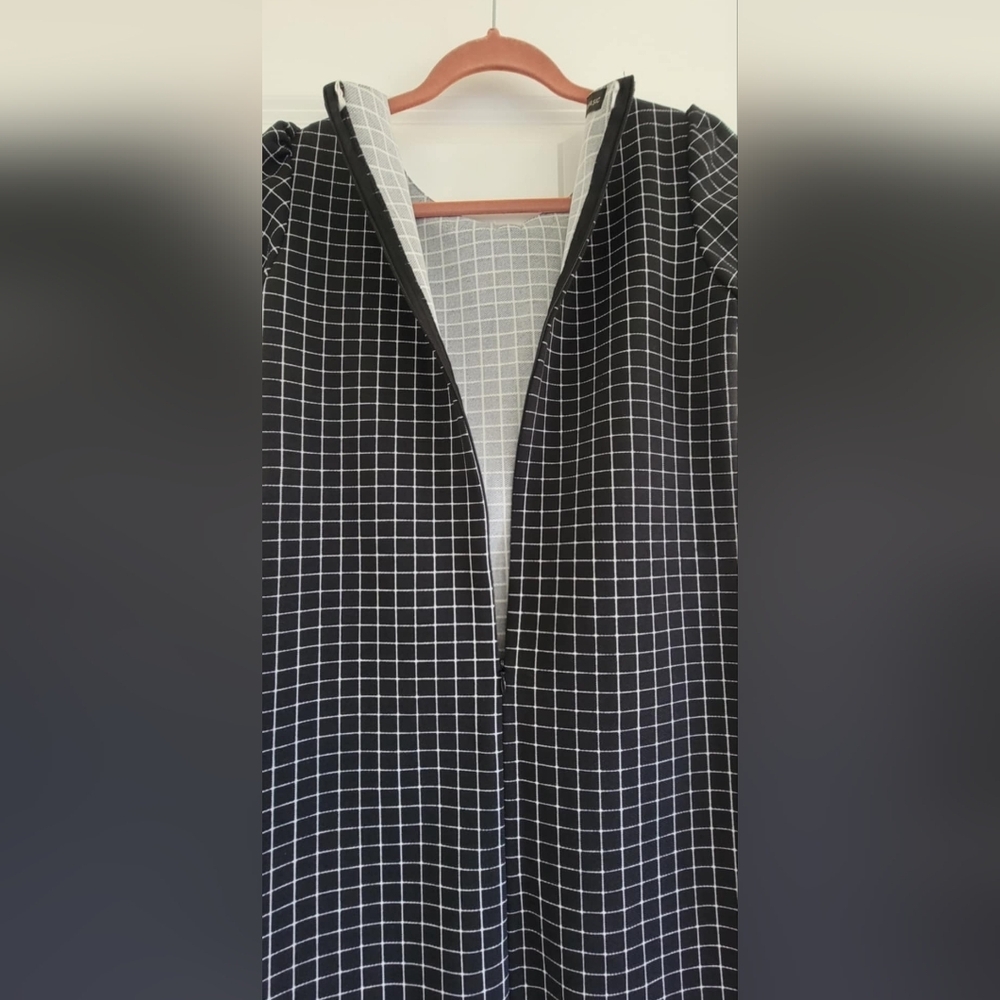 Zara Black & White Check Mini Dress Bow Detail Pockets Preppy Chic Size S - Picture 5 of 6